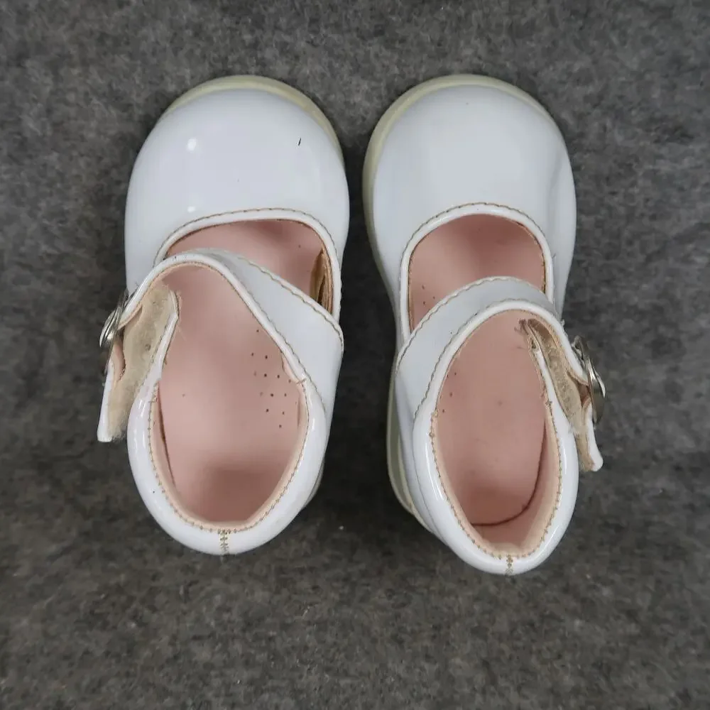 Baby Dress Shoes Mary Jane White Patent Closed Toe Classic Hook N Loop Straps